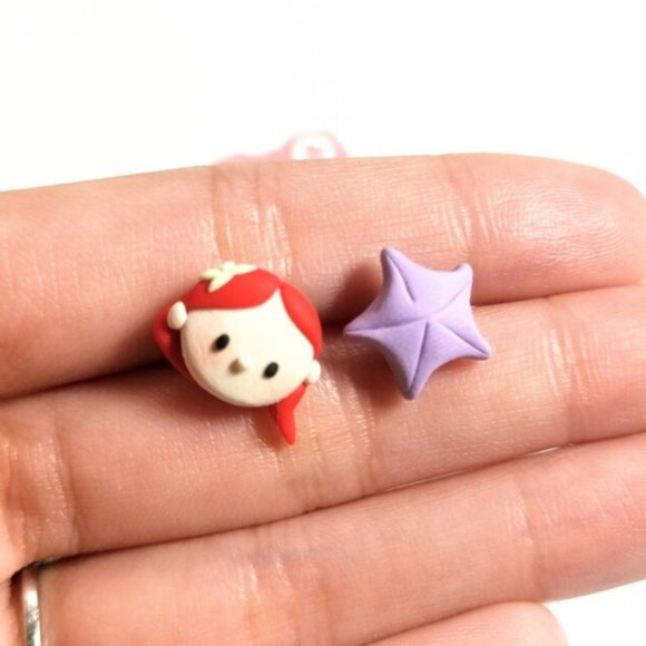 Princess Ariel Disney Tsum Tsum Earrings Handmade polymer clay Little Mermaid - Picture 1 of 1